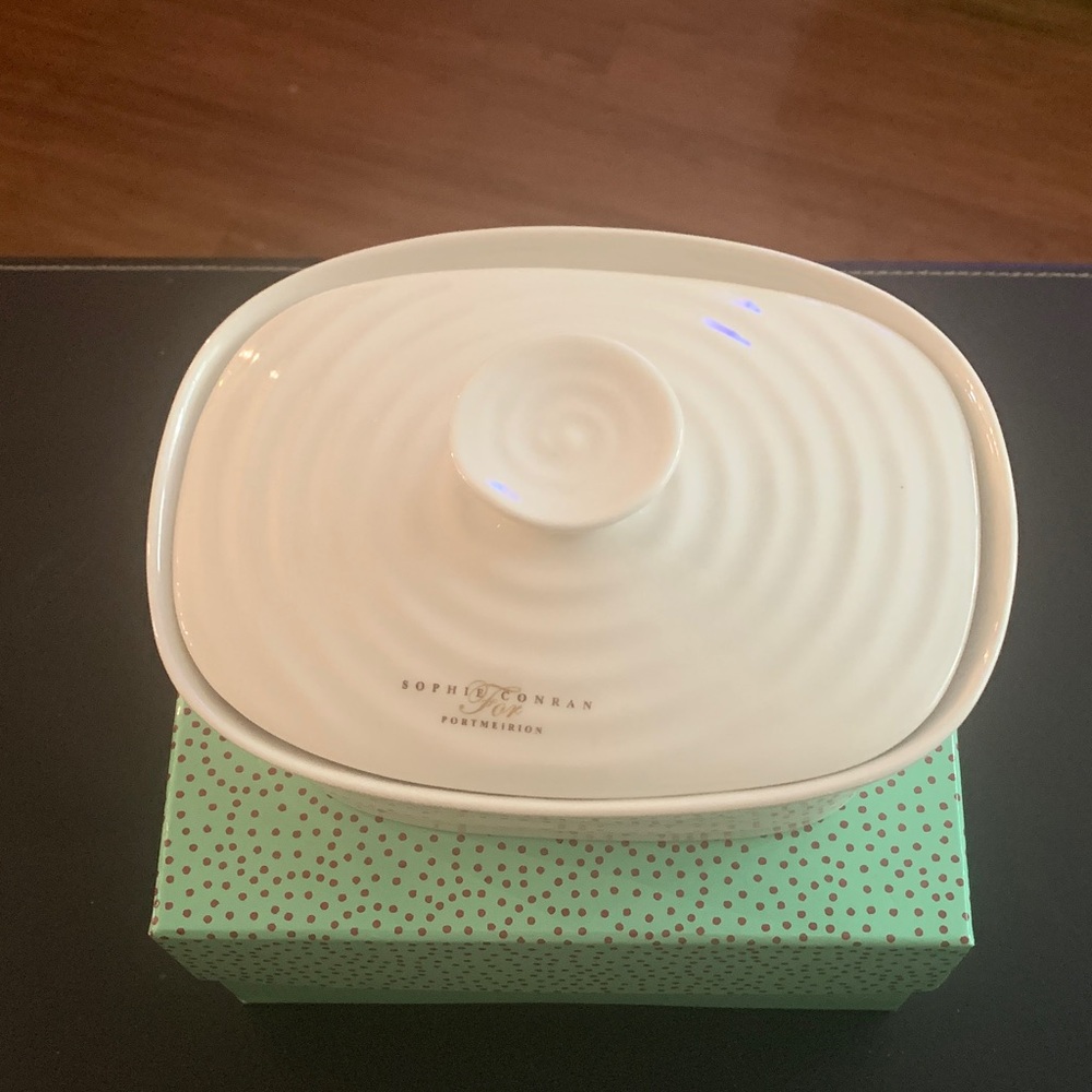 Portmeirion White Covered Butter Dish